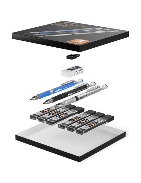 Conjunto de Lápices Mecánicos Nicpro 11 Piezas 2mm con Repuestos