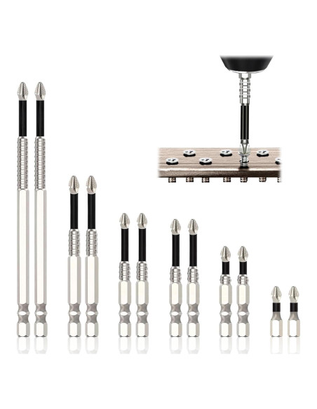 Juego de Puntas Magnéticas de Acero Vanadio 12 Piezas 25-150mm