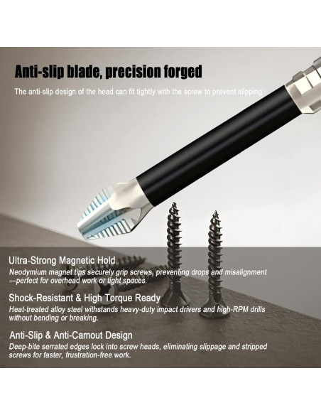 Juego de Puntas Magnéticas de Acero Vanadio 12 Piezas 25-150mm