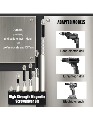 Juego de Puntas Magnéticas de Acero Vanadio 12 Piezas 25-150mm