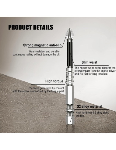 Juego de Puntas Magnéticas de Acero Vanadio 12 Piezas 25-150mm