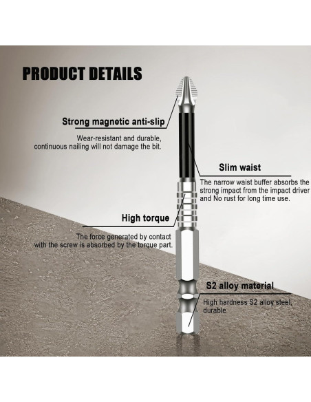 Juego de Puntas Magnéticas de Acero Vanadio 12 Piezas 25-150mm