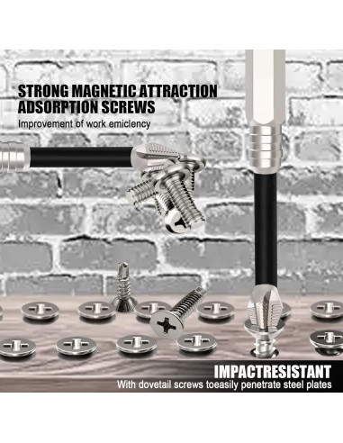 Juego de Puntas Magnéticas de Acero Vanadio 12 Piezas 25-150mm