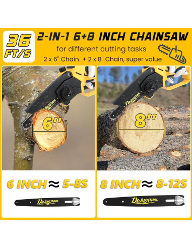 Sierra de Cadena Inalámbrica DEJUNPIOOL 1200W 6+8 Pulgadas
