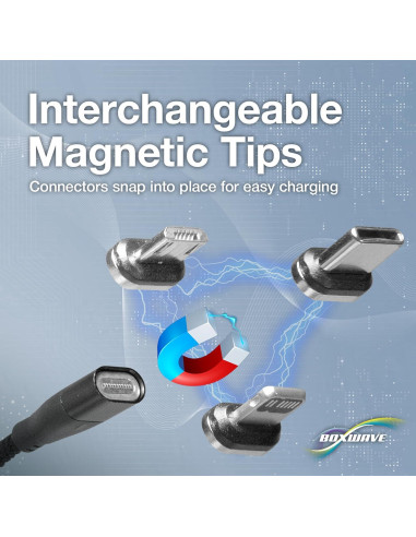 Cable MagnetoSnap BoxWave 100W USB-C y Micro - Negro