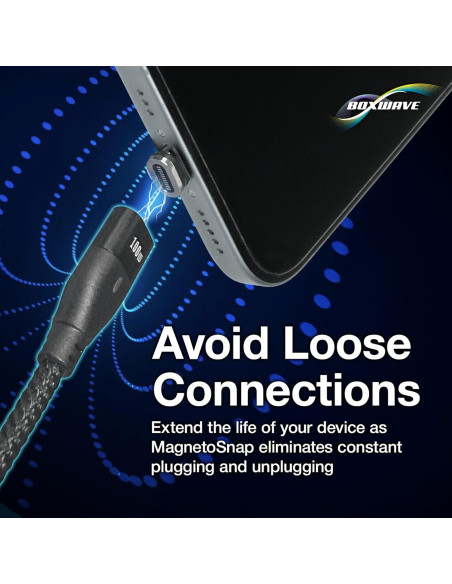 Cable MagnetoSnap BoxWave 100W USB-C y Micro - Negro