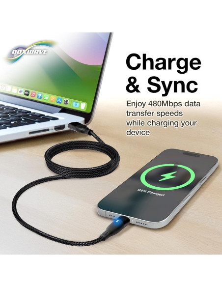 Cable MagnetoSnap BoxWave 100W USB-C y Micro - Negro