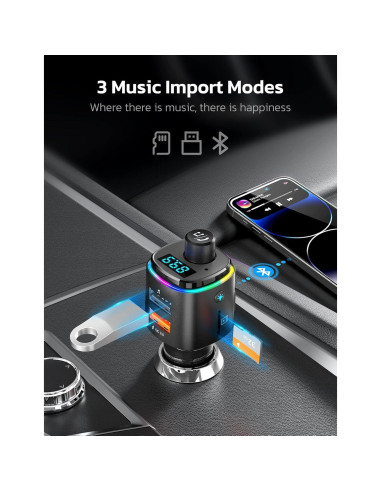 Transmisor FM Bluetooth Nulaxy NX09, Cargador QC3.0, 54W