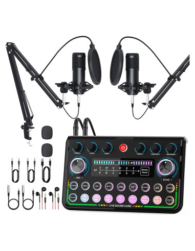 Kit de Podcast SkillDance para 2 Personas con Micrófonos y Mezcladora
