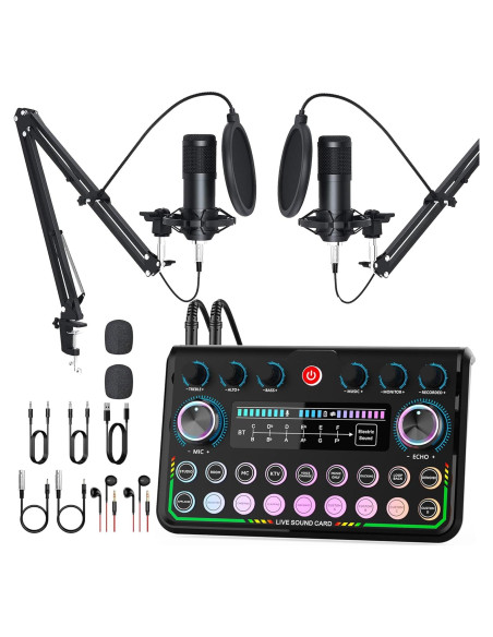 Kit de Podcast SkillDance para 2 Personas con Micrófonos y Mezcladora