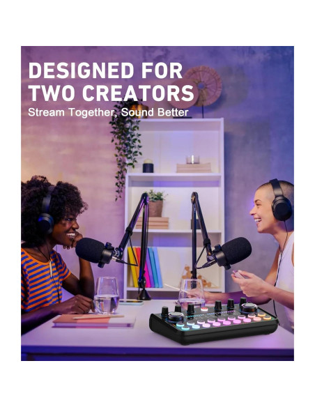 Kit de Podcast SkillDance para 2 Personas con Micrófonos y Mezcladora
