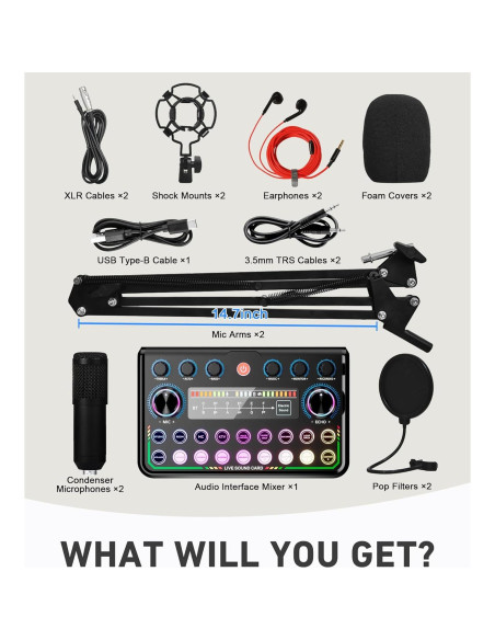 Kit de Podcast SkillDance para 2 Personas con Micrófonos y Mezcladora