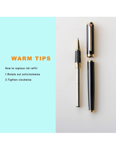 Bolígrafo de lujo Urhomefull negro 24K con recargas