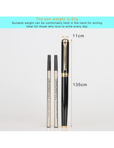 Bolígrafo de lujo Urhomefull negro 24K con recargas