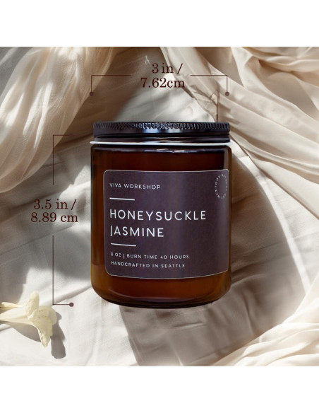 Vela Aromática Jazmín de Madreselva Cera Soja 226g Hecha a Mano