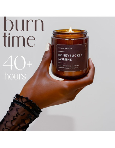 Vela Aromática Jazmín de Madreselva Cera Soja 226g Hecha a Mano