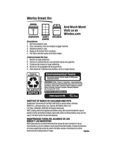 Limpiador de Vidrios Windex Original 2 Litros (Pack de 4)