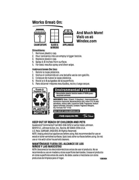 Limpiador de Vidrios Windex Original 2 Litros (Pack de 4)