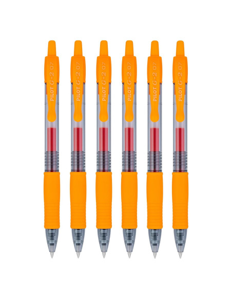 Bolígrafos de Gel Pilot G2 Premium Naranja 0.7mm Paquete de 6