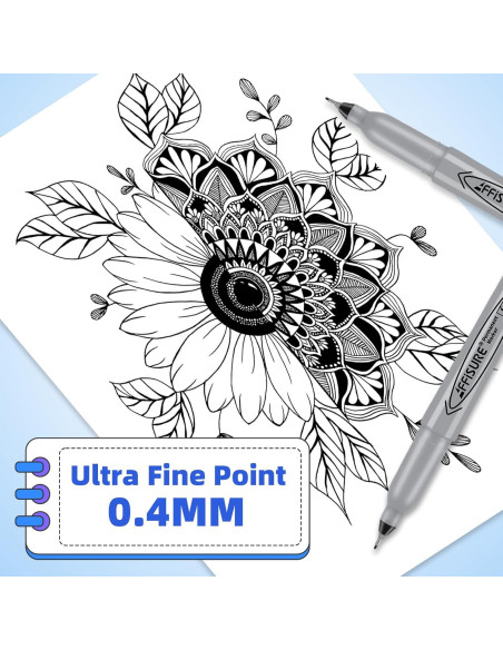 Marcadores Permanentes Affisure 16 Unidades Punta Ultra Fina 0.4mm Negro