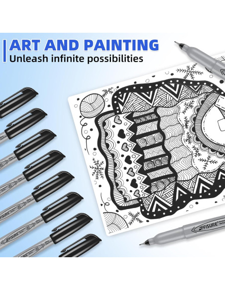 Marcadores Permanentes Affisure 16 Unidades Punta Ultra Fina 0.4mm Negro