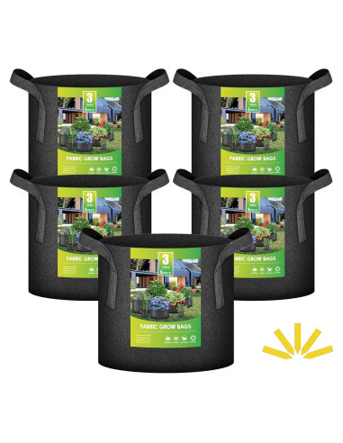 Macetas de Tela No Tejida iPower 11.4L 5 Paquete para Jardinería