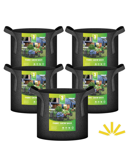 Macetas de Tela No Tejida iPower 11.4L 5 Paquete para Jardinería