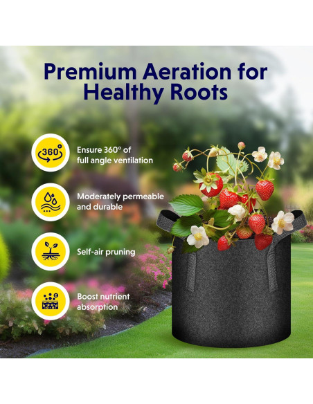 Macetas de Tela No Tejida iPower 11.4L 5 Paquete para Jardinería