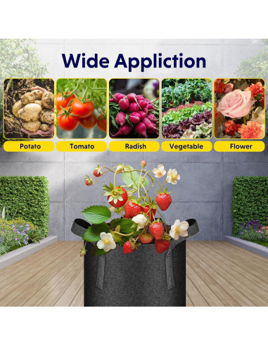 Macetas de Tela No Tejida iPower 11.4L 5 Paquete para Jardinería