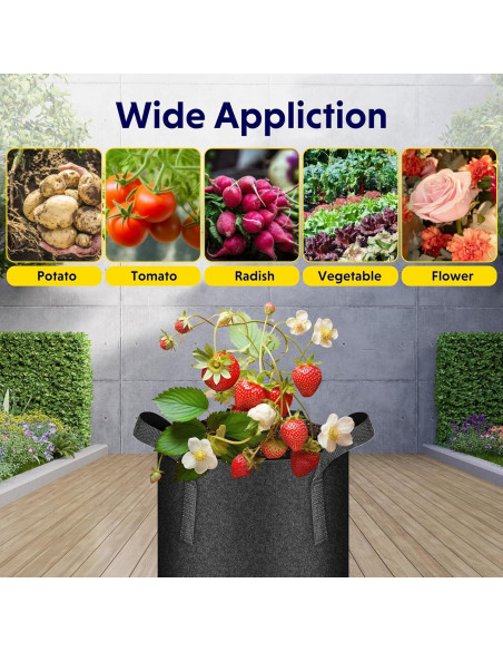 Macetas de Tela No Tejida iPower 11.4L 5 Paquete para Jardinería