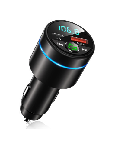 Transmisor FM Bluetooth 5.3 RIWUSI con Cargador Rápido 30W