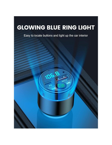 Transmisor FM Bluetooth 5.3 RIWUSI con Cargador Rápido 30W