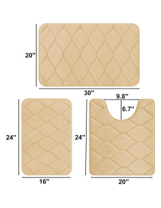 Juego de 3 Alfombrillas de Baño Colorxy - Antideslizantes y Absorbentes 2