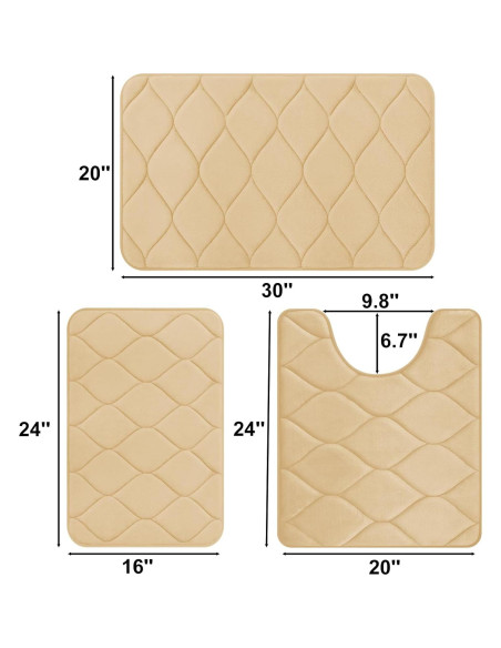 Juego de 3 Alfombrillas de Baño Colorxy - Antideslizantes y Absorbentes