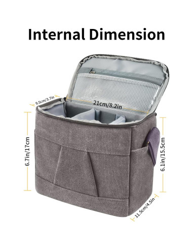 Bolsa de Cámara Compacta FOSOTO B-501 Vintage Lona 20.8x16.8cm