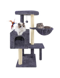 Árbol para Gatos AIWIKIDE 90 cm con Hamaca y Rascador Yute