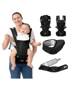 Portabebés BabbleRoo Grow Carrier 6 en 1 Negro 3-23 kg