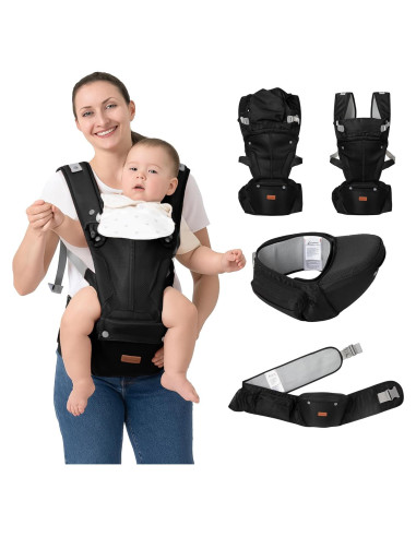 Portabebés BabbleRoo Grow Carrier 6 en 1 Negro 3-23 kg