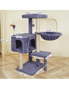 Árbol para Gatos AIWIKIDE 90 cm con Hamaca y Rascador Yute 2