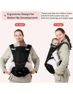 Portabebés BabbleRoo Grow Carrier 6 en 1 Negro 3-23 kg 2