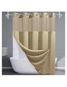 Cortina de Ducha Beige EUTXL 180.5x188 cm con Forro a Presión