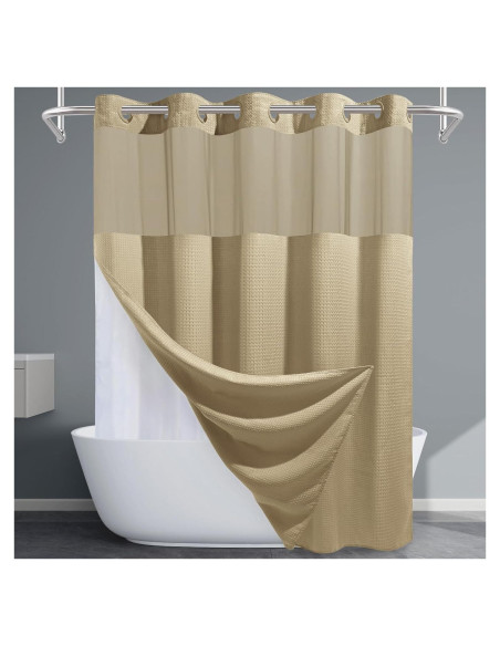 Cortina de Ducha Beige EUTXL 180.5x188 cm con Forro a Presión