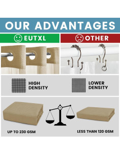 Cortina de Ducha Beige EUTXL 180.5x188 cm con Forro a Presión 2