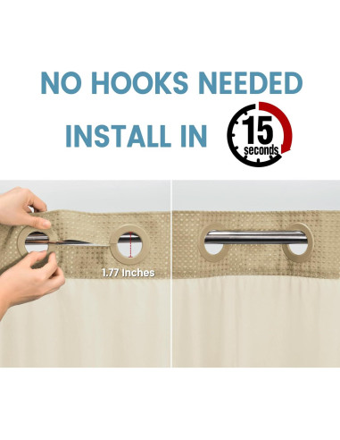 Cortina de Ducha Beige EUTXL 180.5x188 cm con Forro a Presión