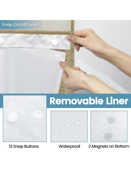 Cortina de Ducha Beige EUTXL 180.5x188 cm con Forro a Presión