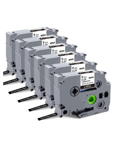 Cinta de Etiqueta Laminada RAEMALL TZe-315 6mm Negro sobre Blanco