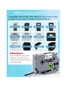 Cinta de Etiqueta Laminada RAEMALL TZe-315 6mm Negro sobre Blanco 2