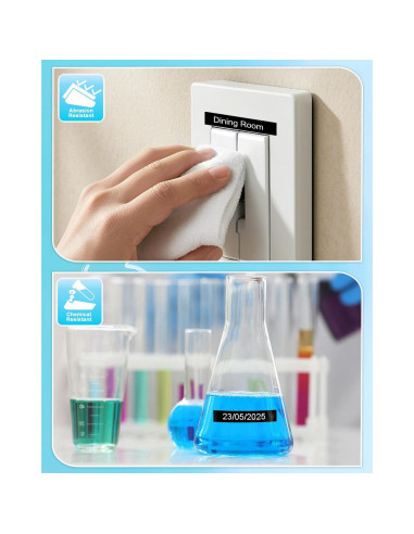 Cinta de Etiqueta Laminada RAEMALL TZe-315 6mm Negro sobre Blanco