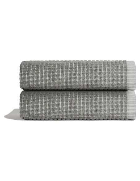 Conjunto de 2 Toallas de Mano ONSEN Terry Algodón 50x76 cm Gris