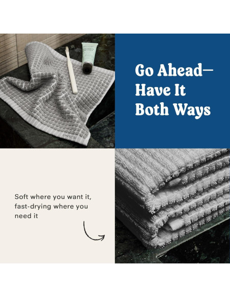 Conjunto de 2 Toallas de Mano ONSEN Terry Algodón 50x76 cm Gris